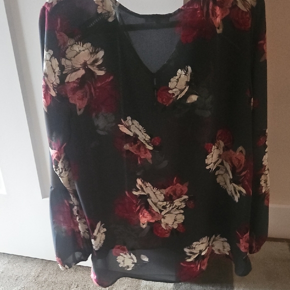 Maurices Dark Floral Blouse with Button Detail - Picture 4 of 5